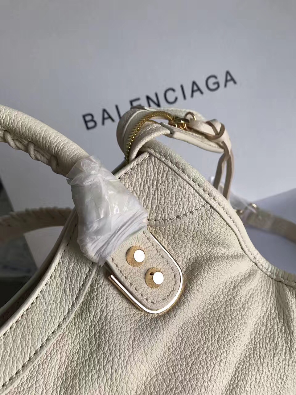 balenciaga city cream mini goatskin handbags