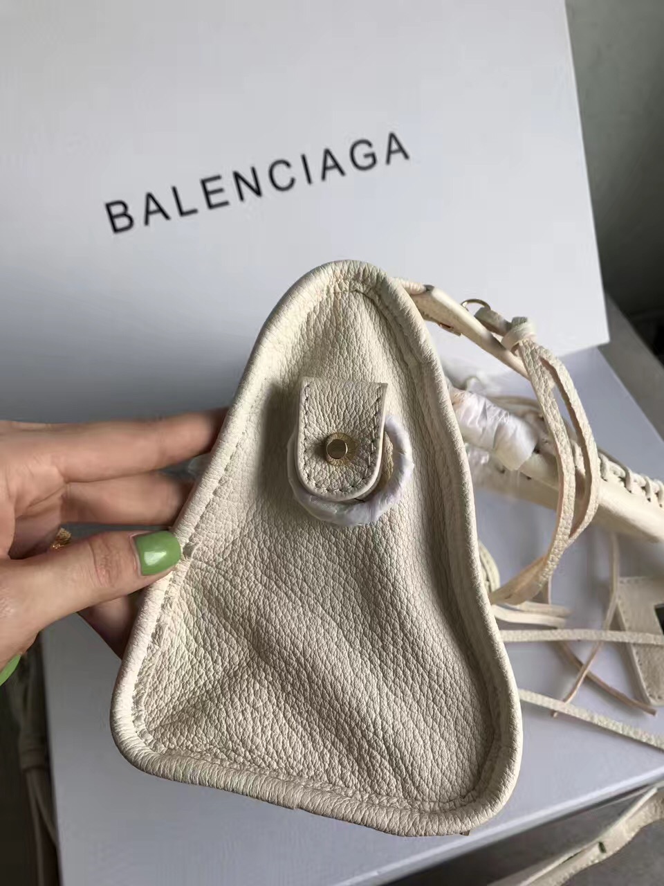 balenciaga city cream mini goatskin handbags