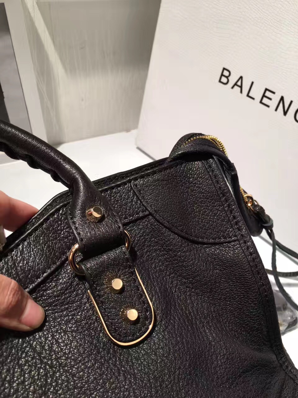 balenciaga city large goatskin black handbags