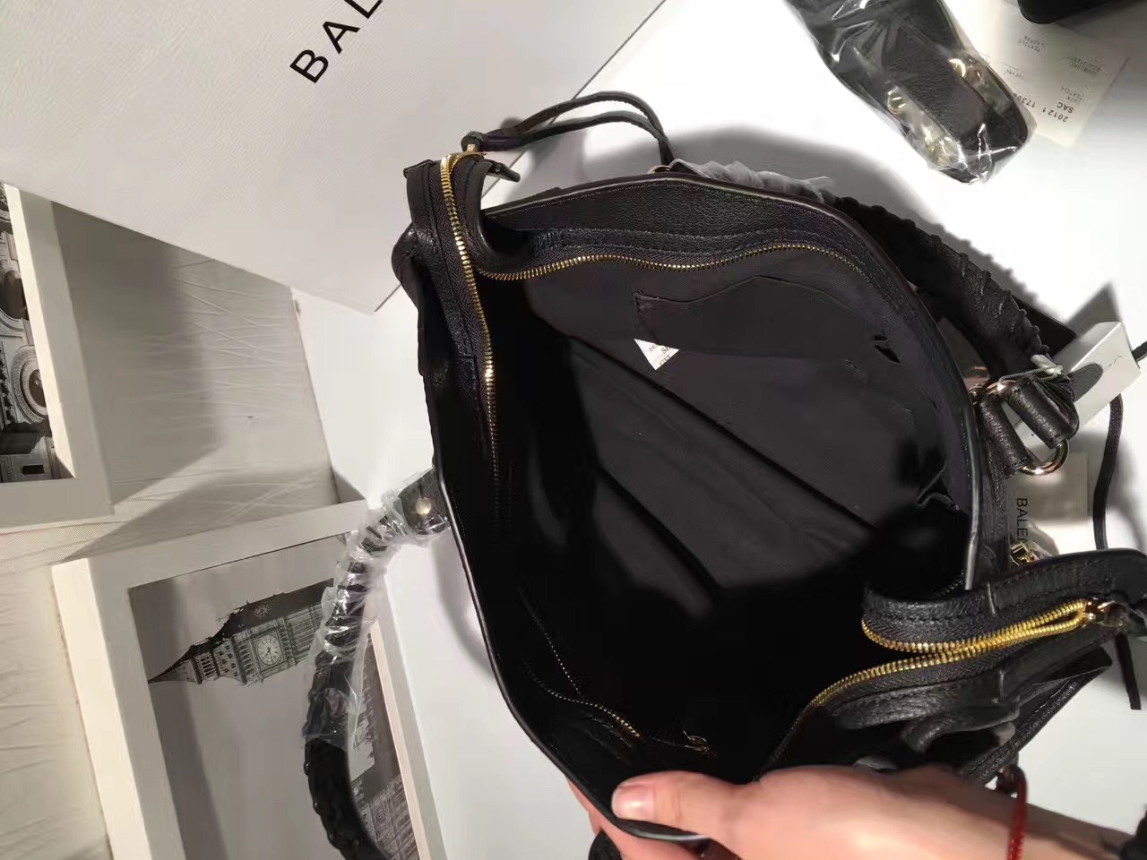 balenciaga city large goatskin black handbags