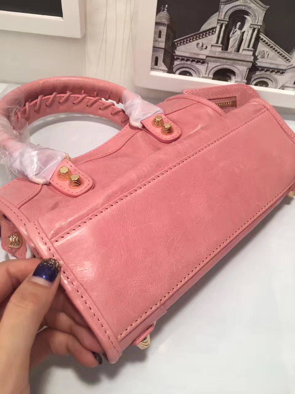 balenciaga city mini pink handbags