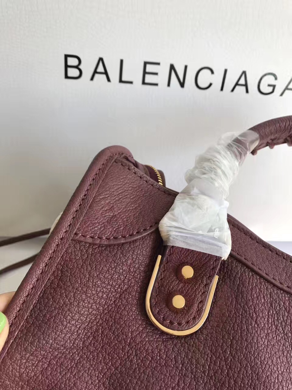 balenciaga city wine small goatskin handbags