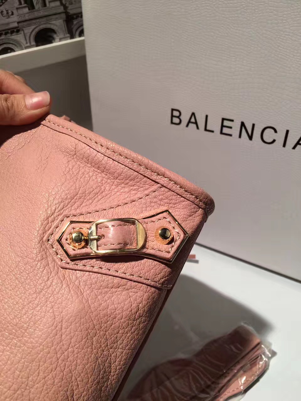 balenciaga city large pink goatskin handbags