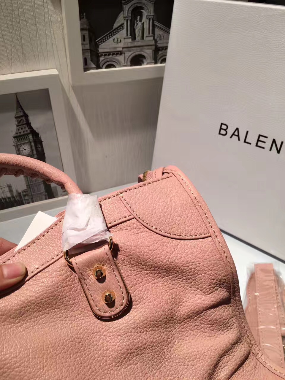 balenciaga city large pink goatskin handbags