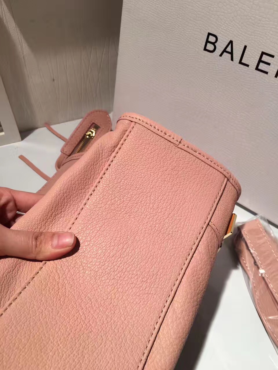 balenciaga city large pink goatskin handbags