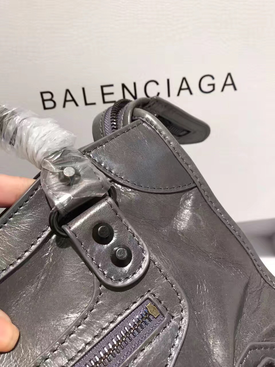 balenciaga city dark gray small handbags
