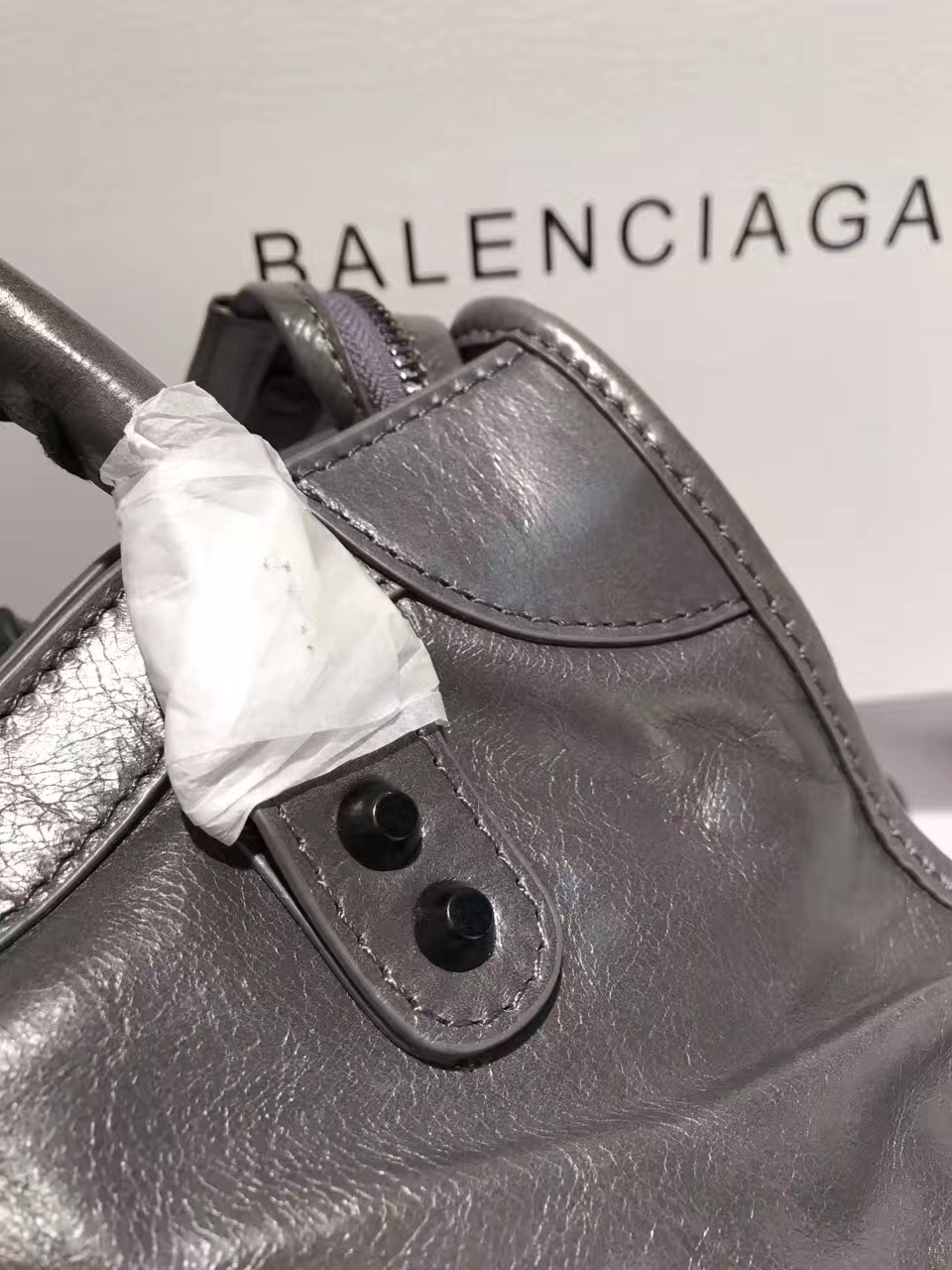 balenciaga city dark gray small handbags