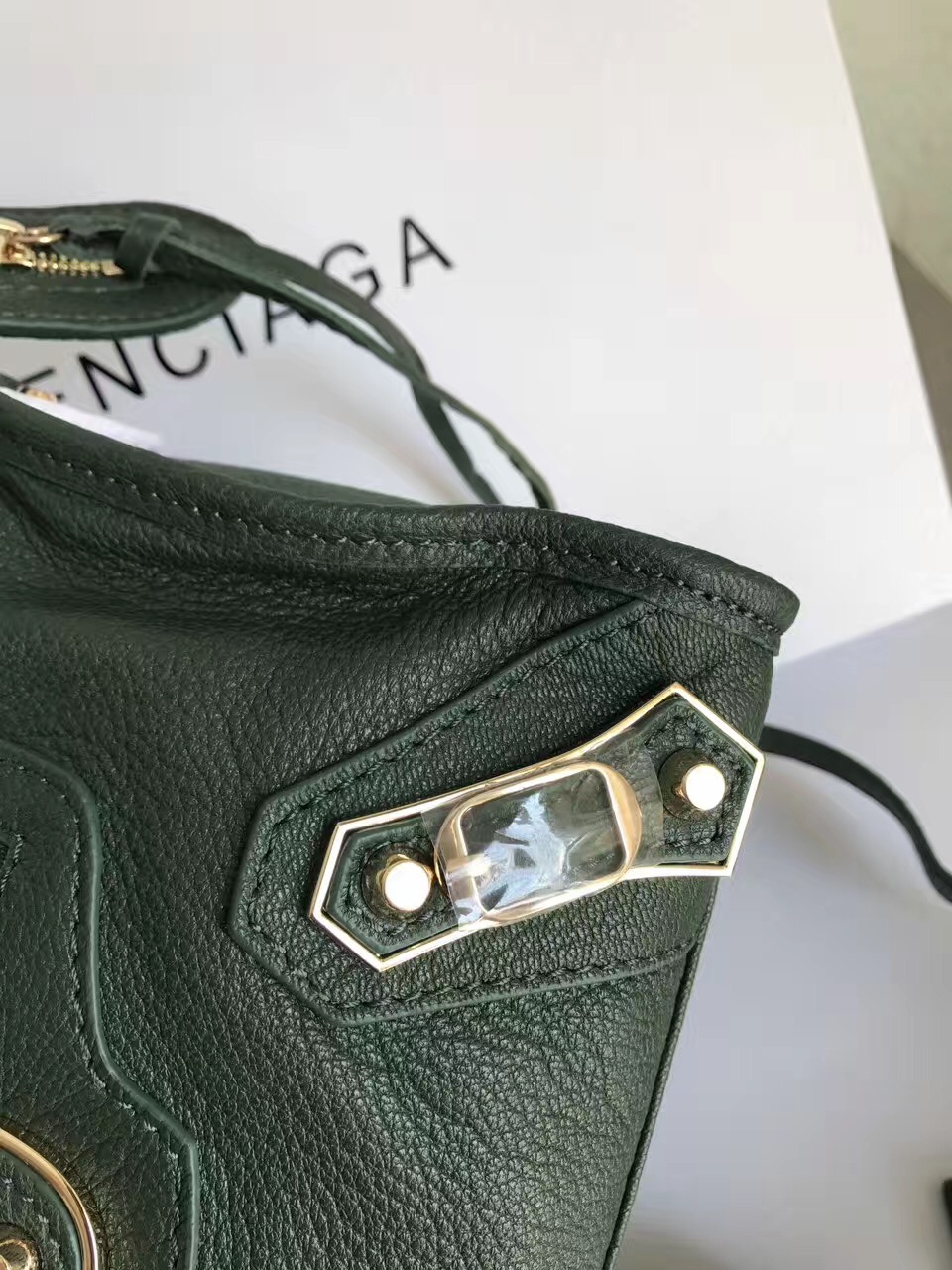 balenciaga city green small goatskin handbags