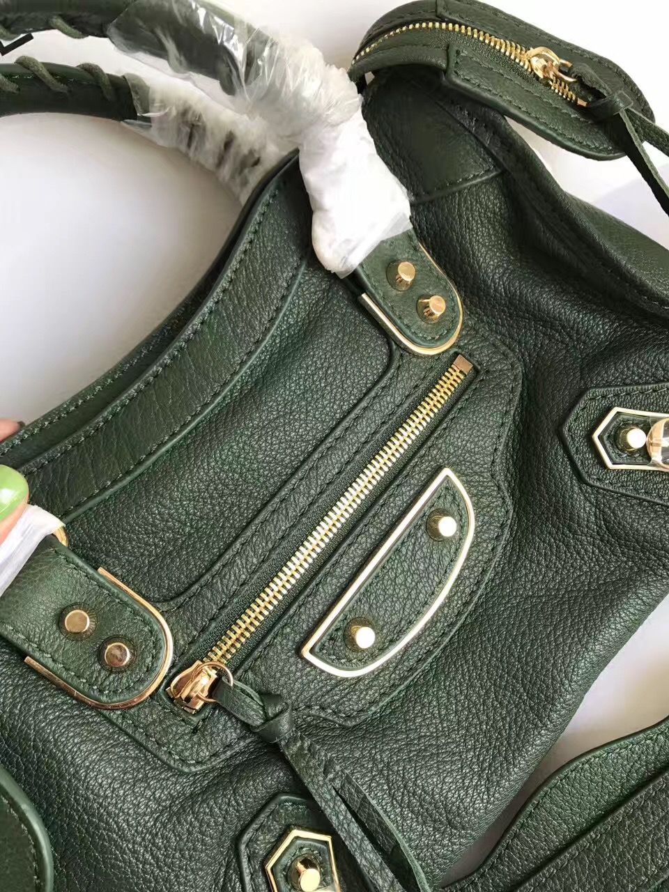 balenciaga city green small goatskin handbags