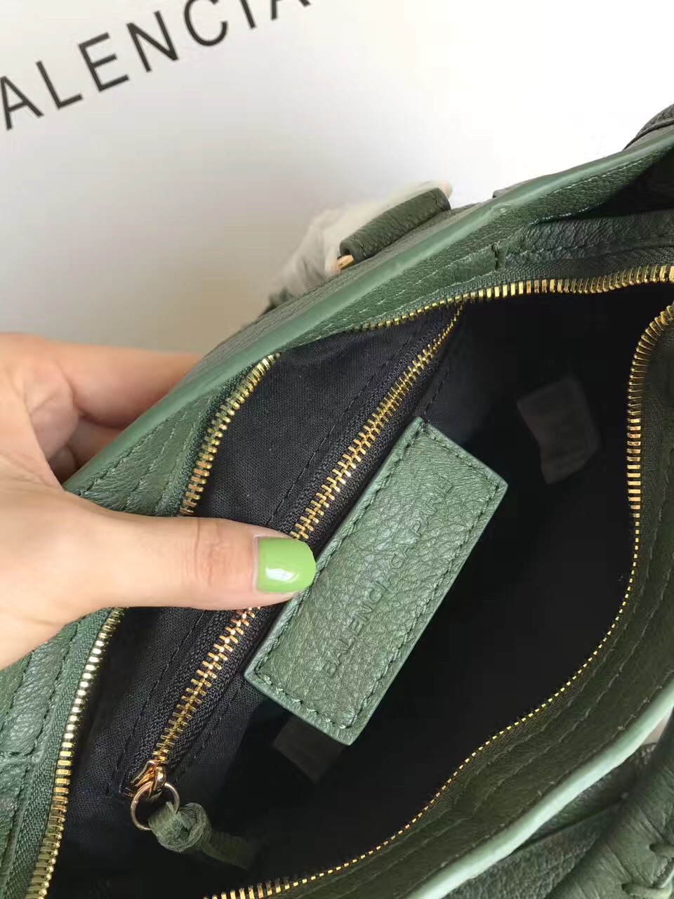 balenciaga city green small goatskin handbags