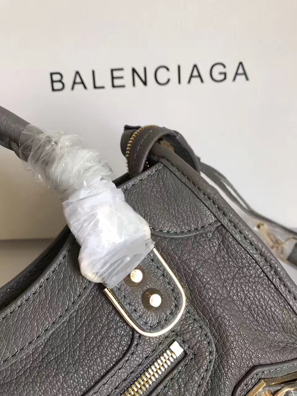 balenciaga city gray mini goatskin handbags