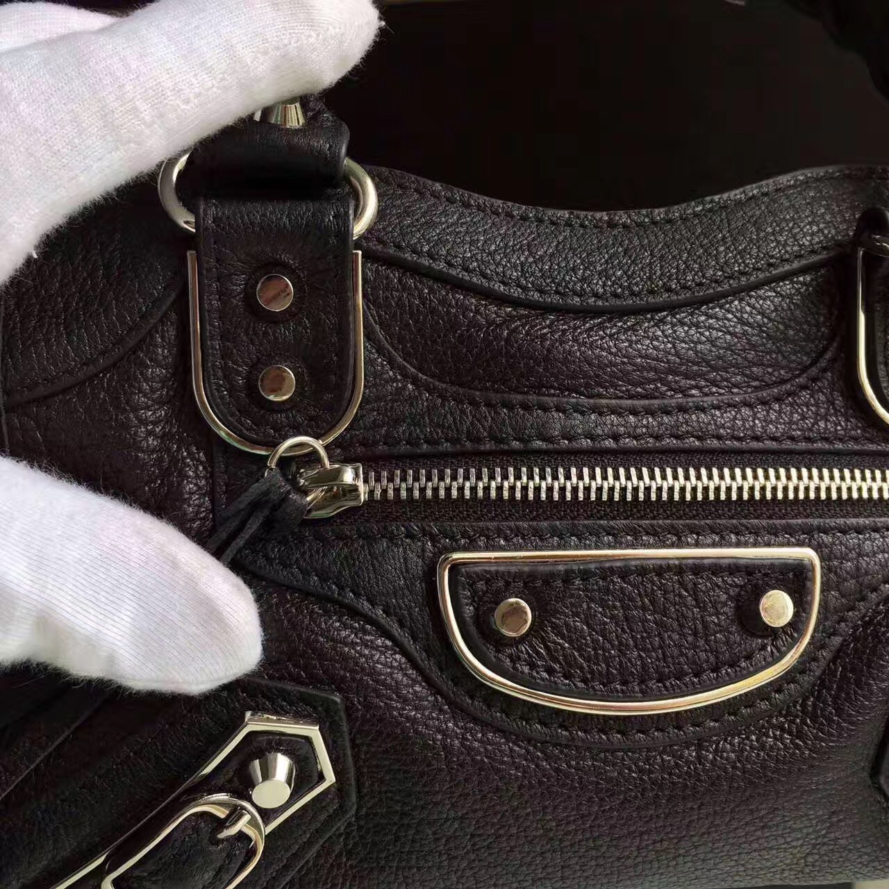 balenciaga city black mini goatskin handbags