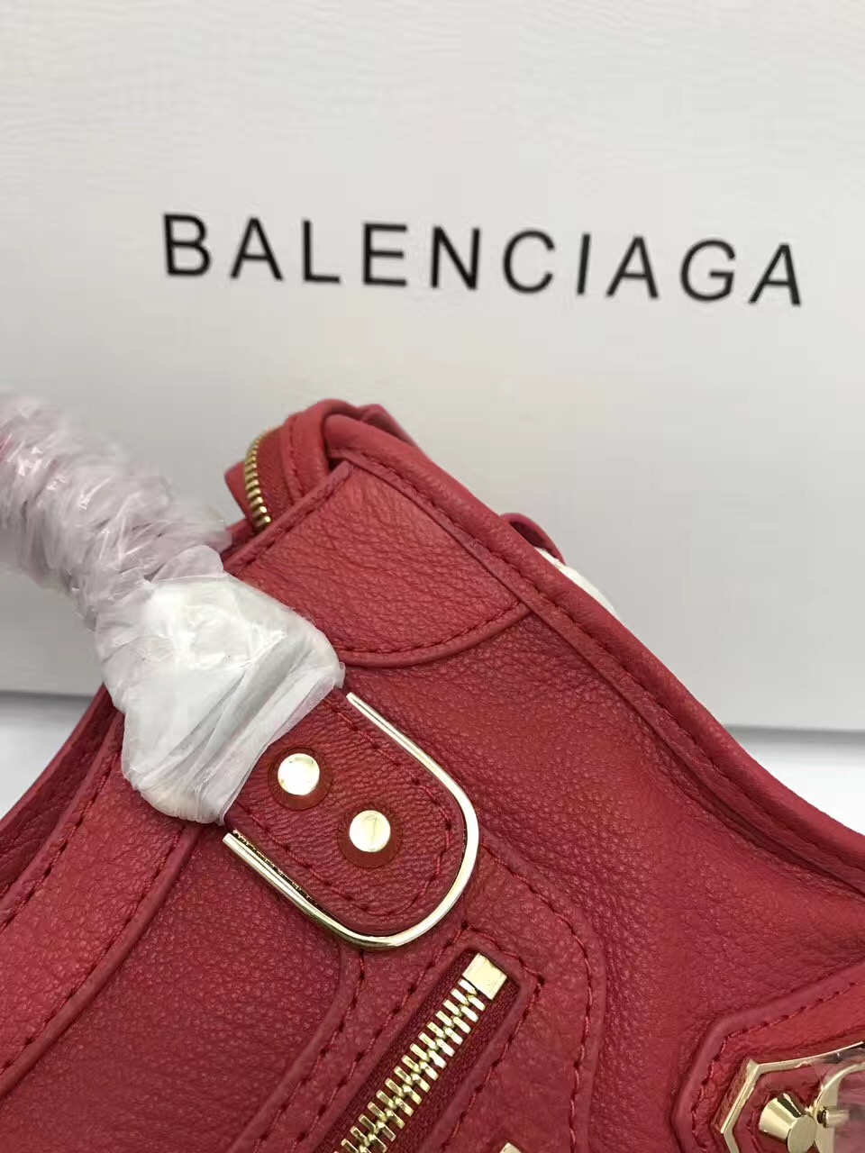 balenciaga city mini goatskin red handbags