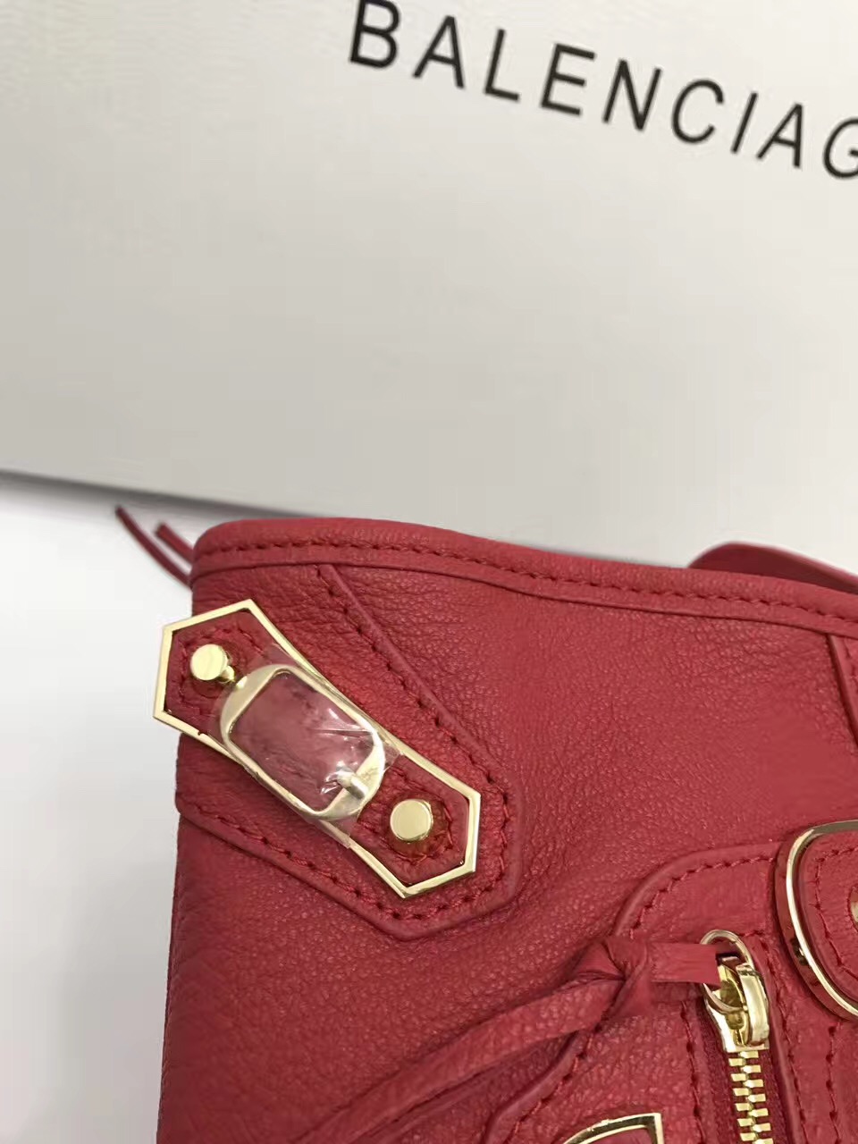 balenciaga city mini goatskin red handbags