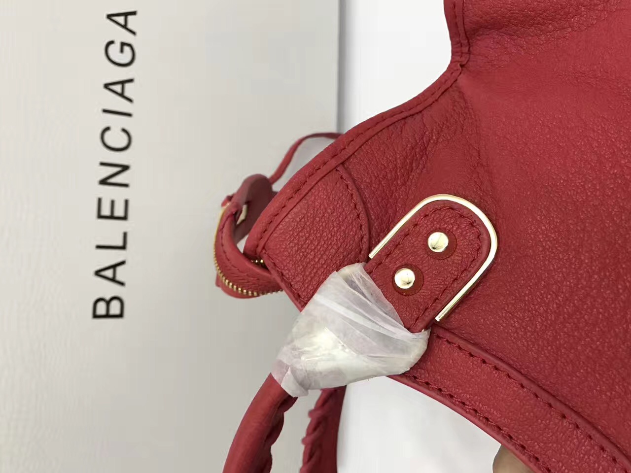 balenciaga city mini goatskin red handbags