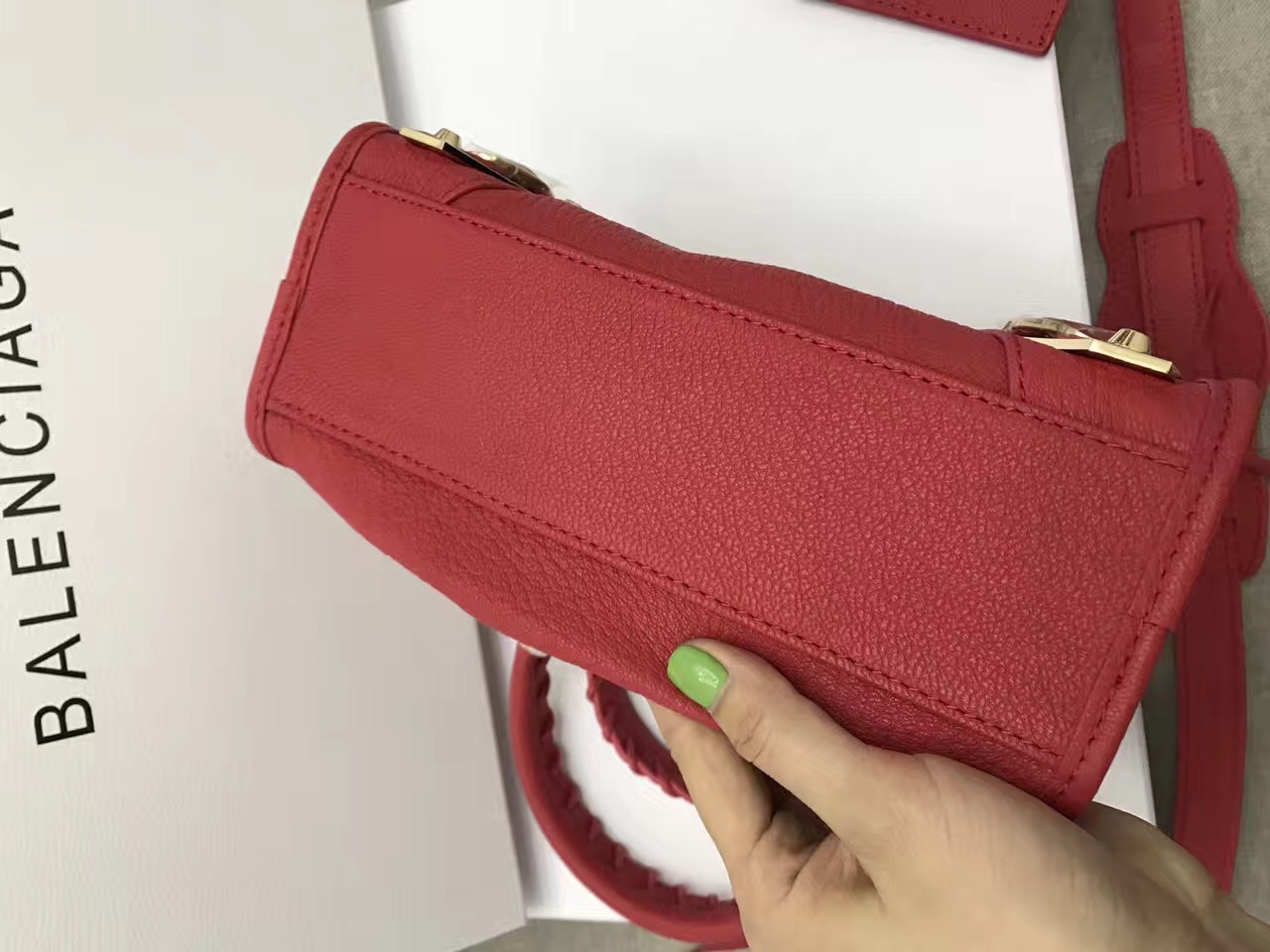 balenciaga city mini goatskin red handbags