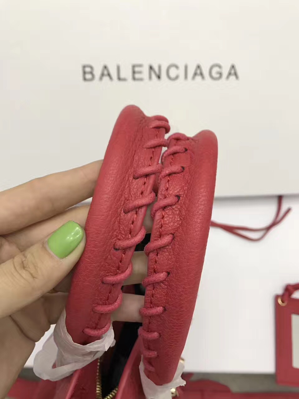 balenciaga city mini goatskin red handbags