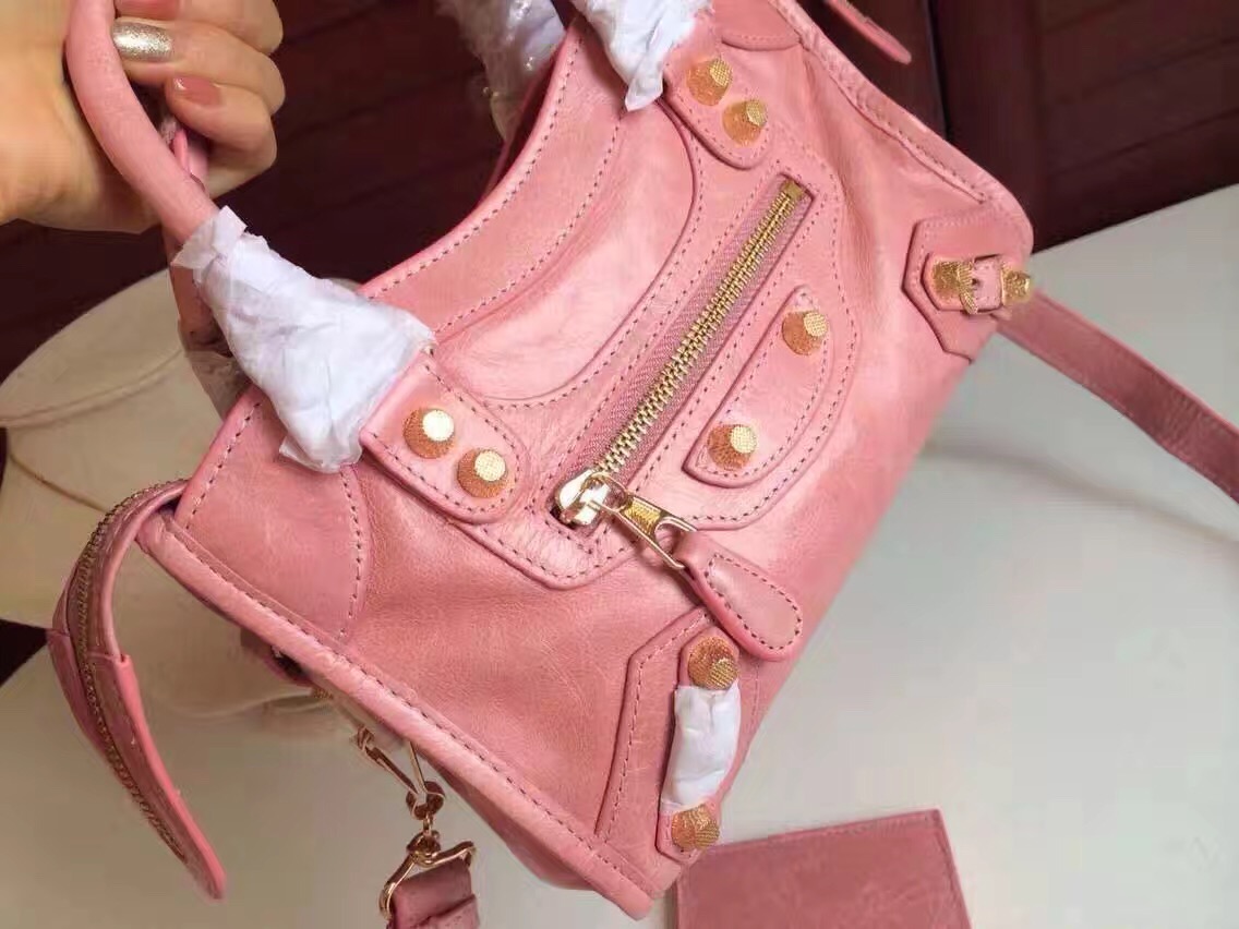 balenciaga city pink mini handbags