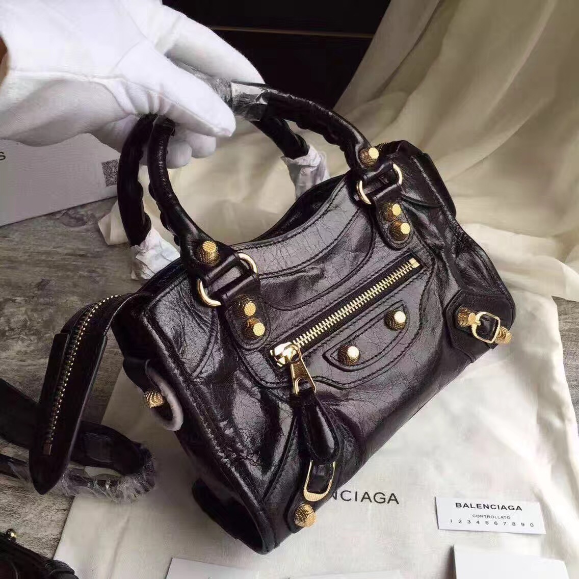 balenciaga city mini black handbags