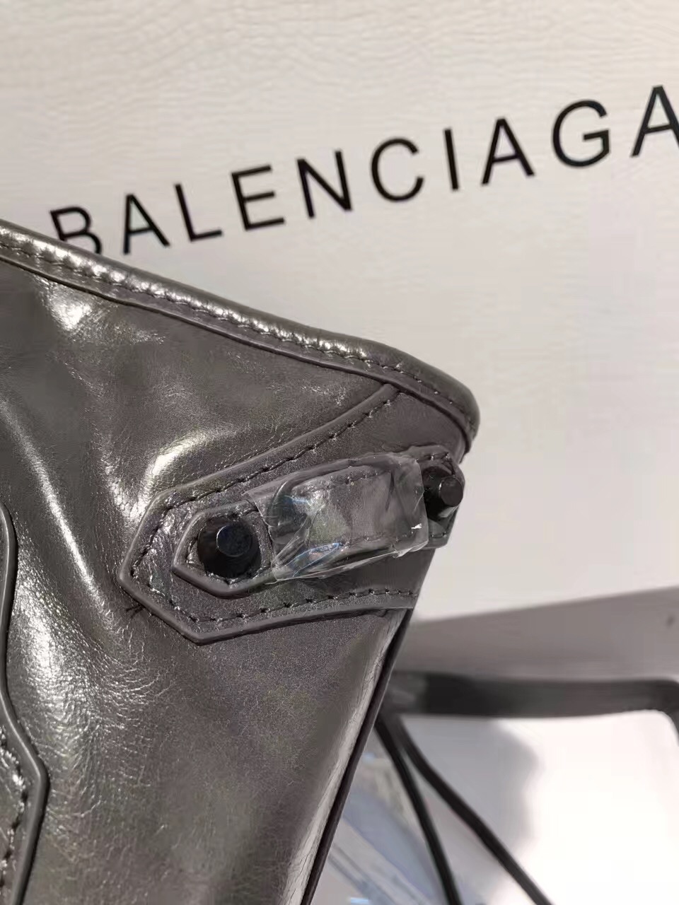 balenciaga city dark gray mini handbags