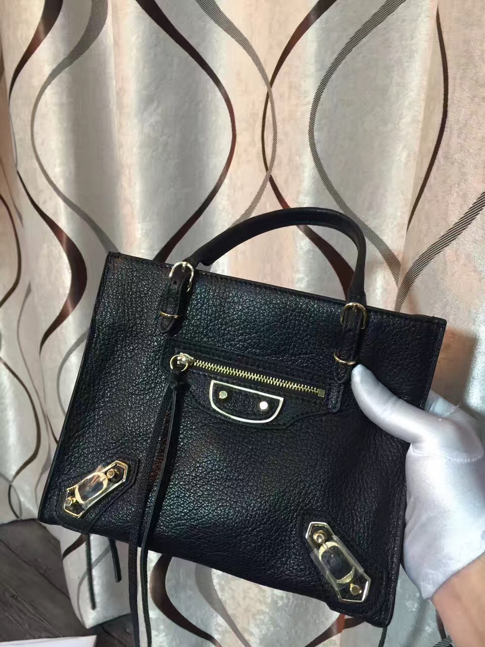 balenciaga city mini black goatskin handbags