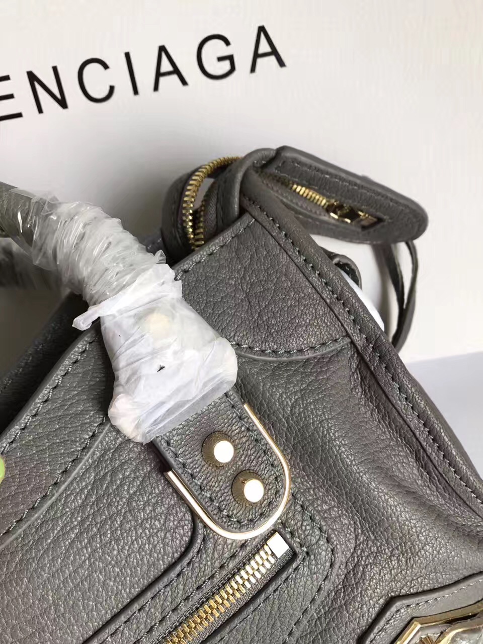 balenciaga city gray mini goatskin handbags