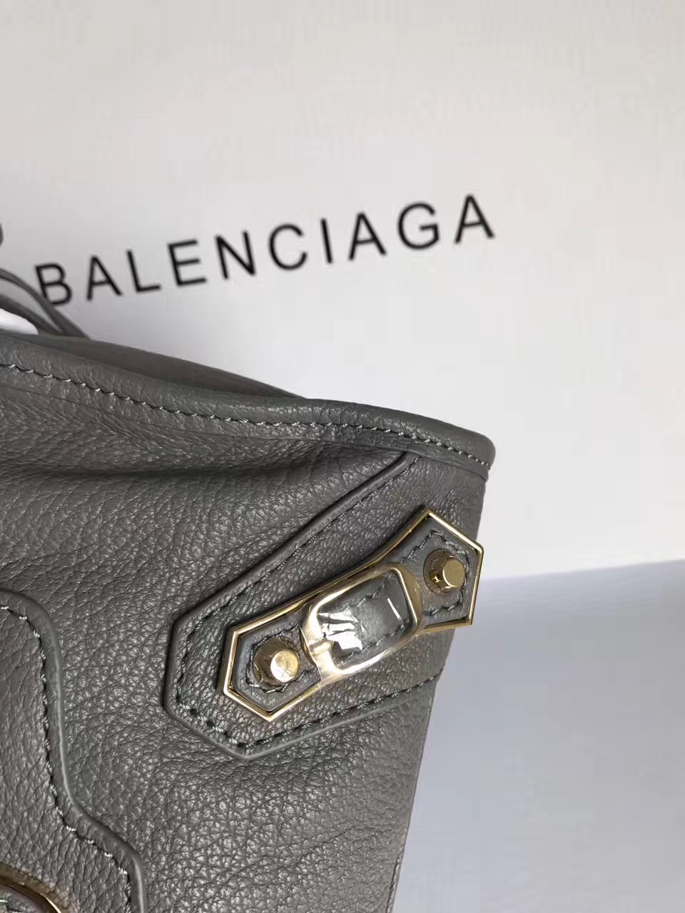 balenciaga city gray mini goatskin handbags