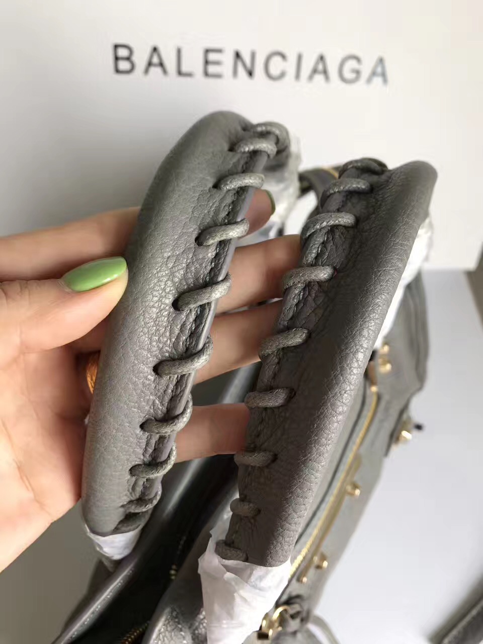 balenciaga city gray mini goatskin handbags