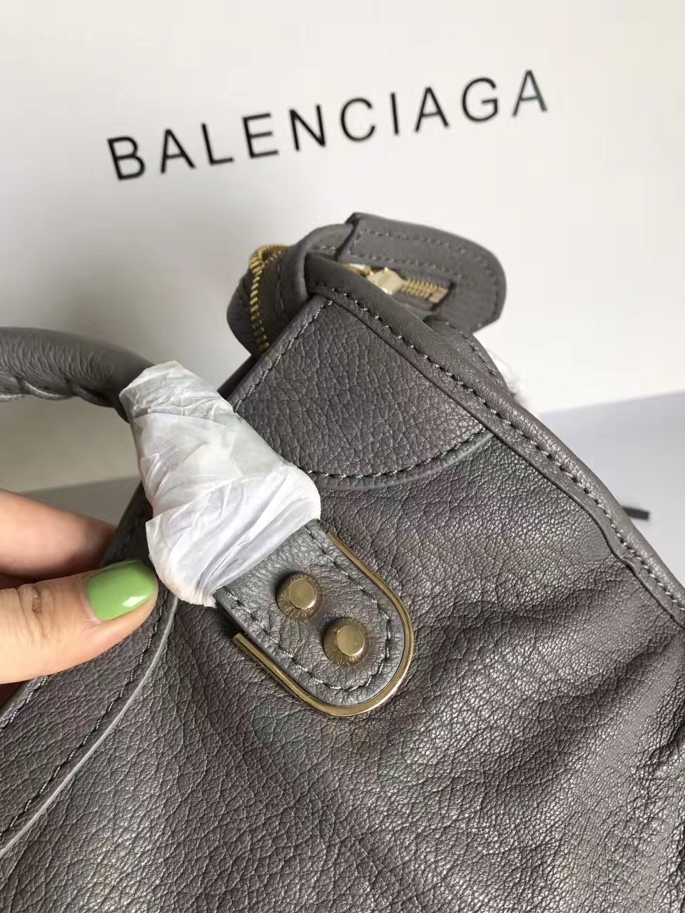 balenciaga city gray mini goatskin handbags