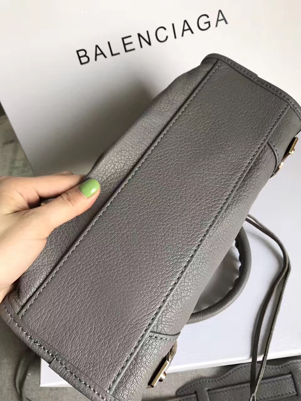 balenciaga city gray mini goatskin handbags