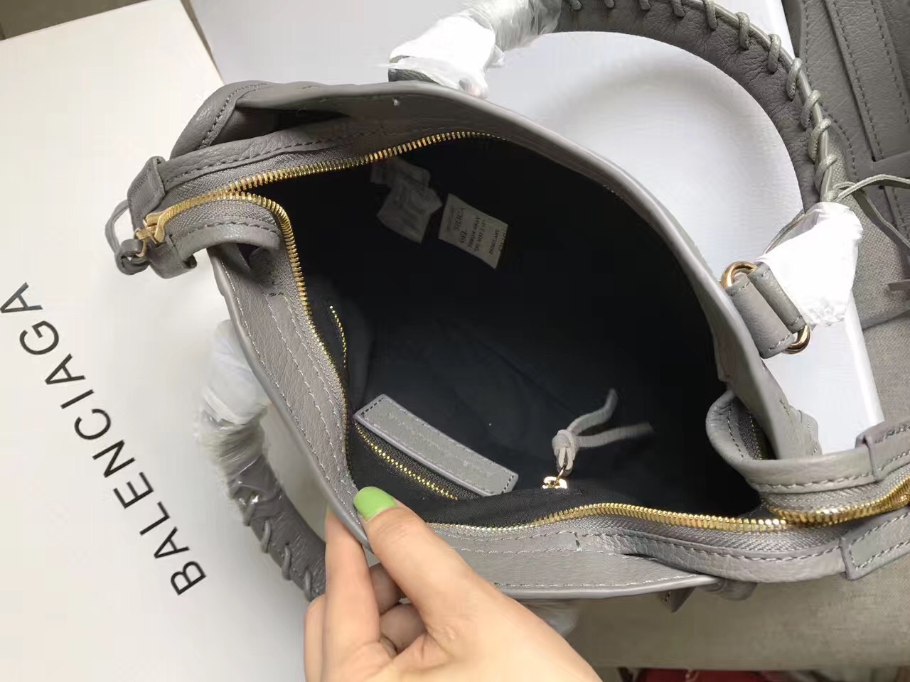 balenciaga city gray mini goatskin handbags