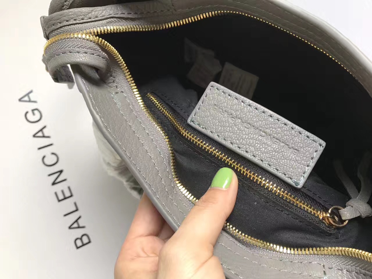 balenciaga city gray mini goatskin handbags