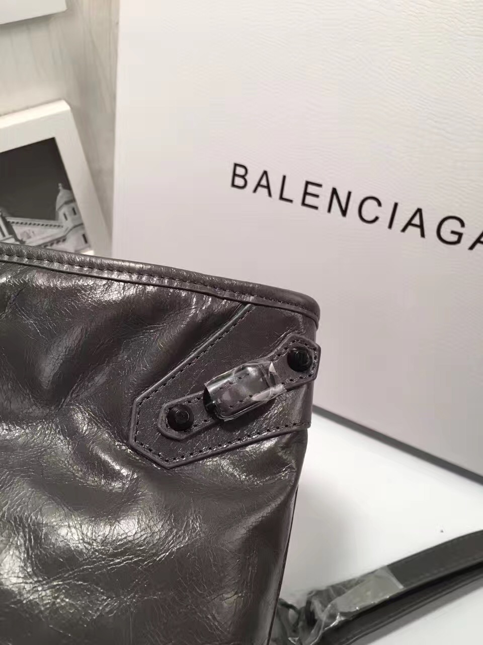 balenciaga city large dark gray handbags