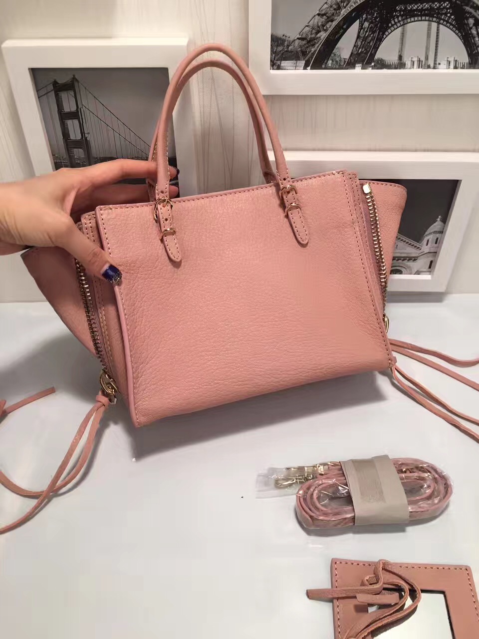 balenciaga city mini pink goatskin handbags