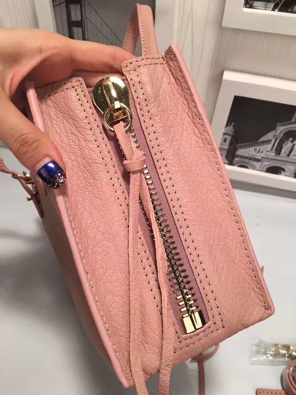 balenciaga city mini pink goatskin handbags