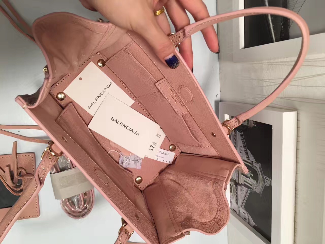 balenciaga city mini pink goatskin handbags