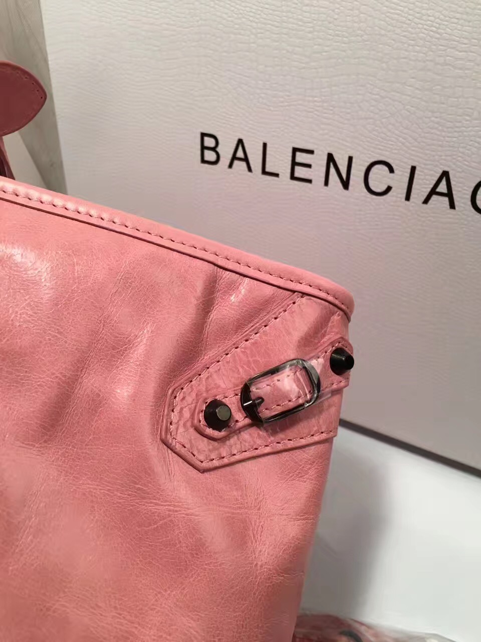 balenciaga city large rose red handbags