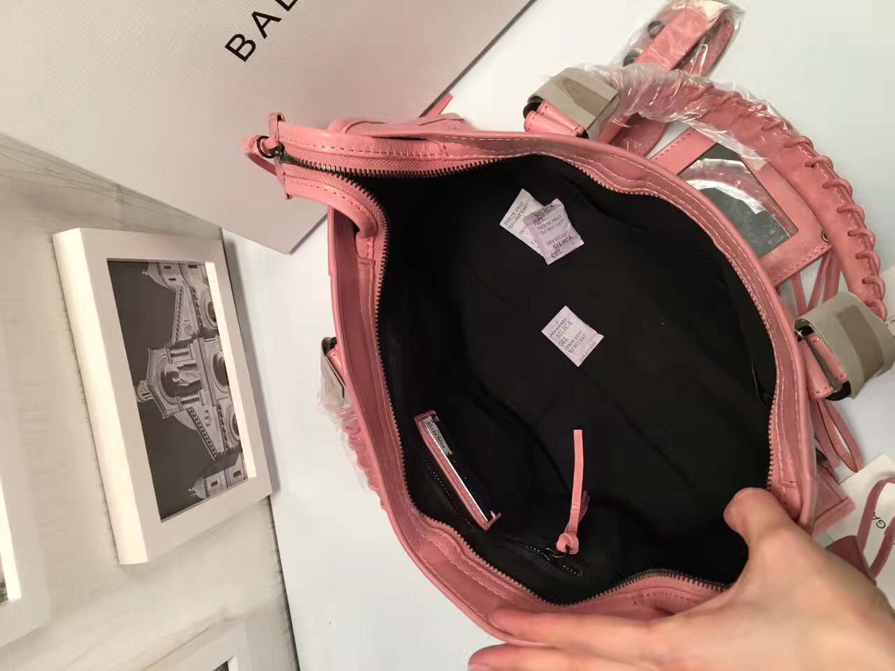 balenciaga city large rose red handbags