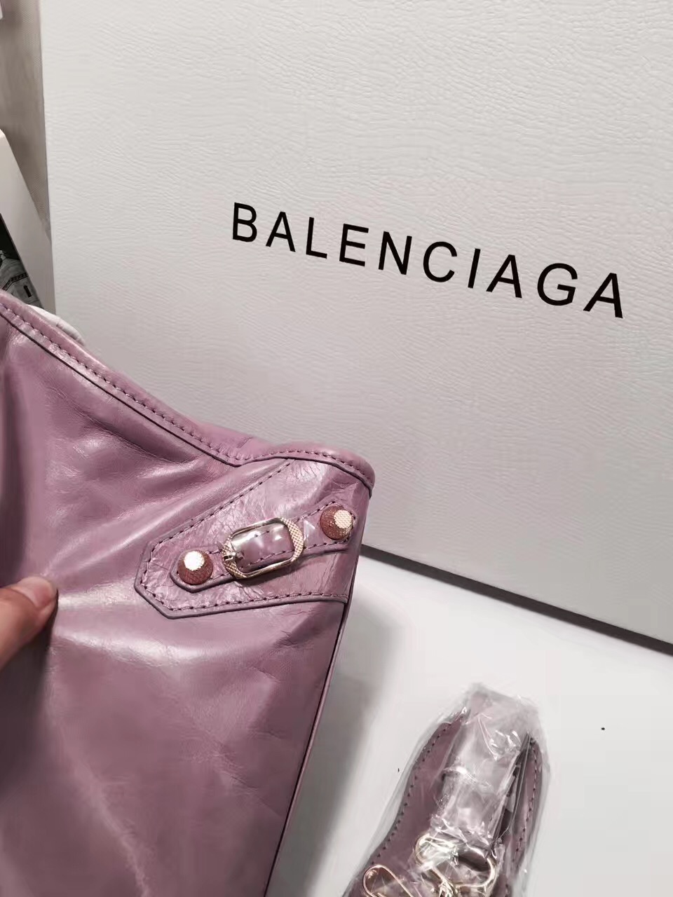 balenciaga city large purple handbags