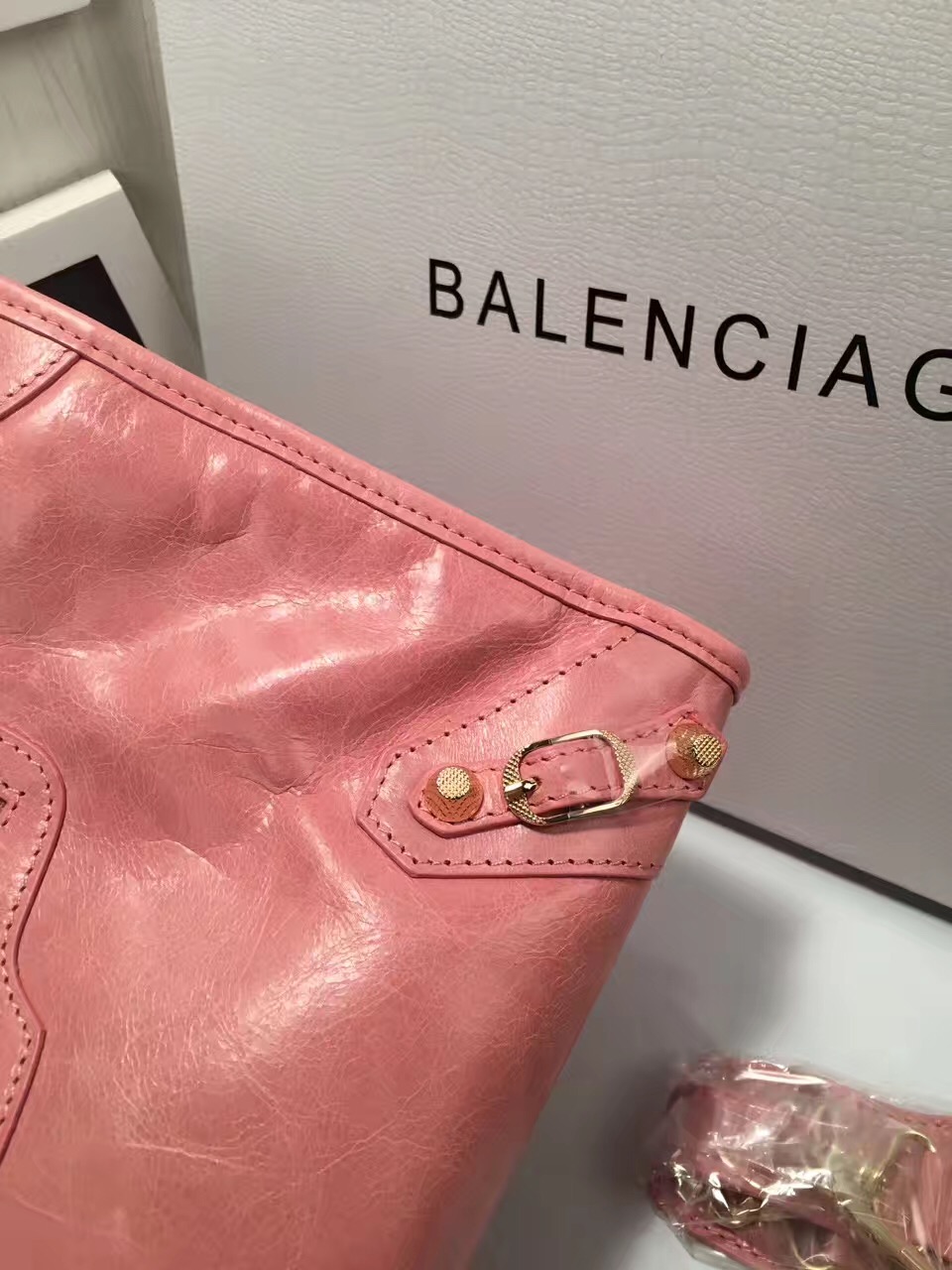 balenciaga city large pink handbags