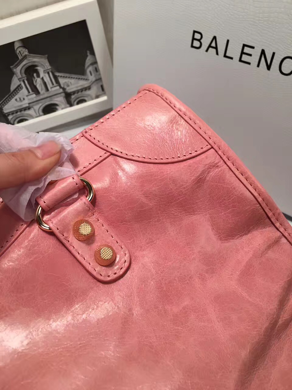 balenciaga city large pink handbags