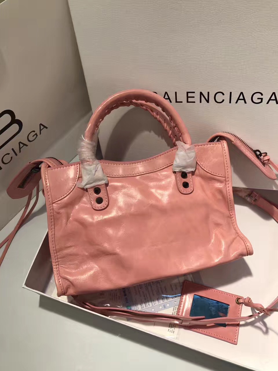 balenciaga pink city small handbags