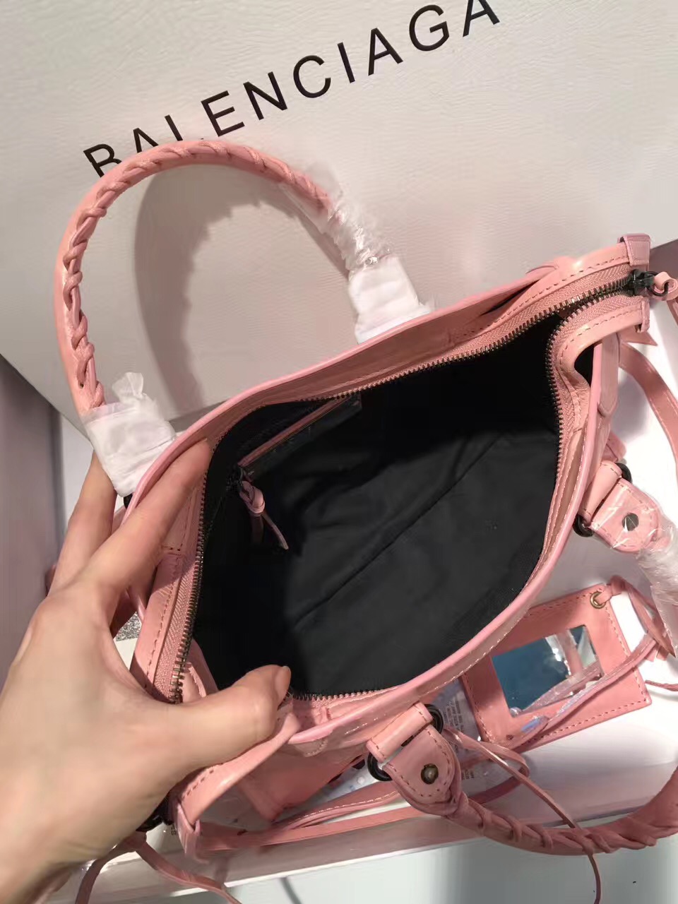 balenciaga pink city small handbags