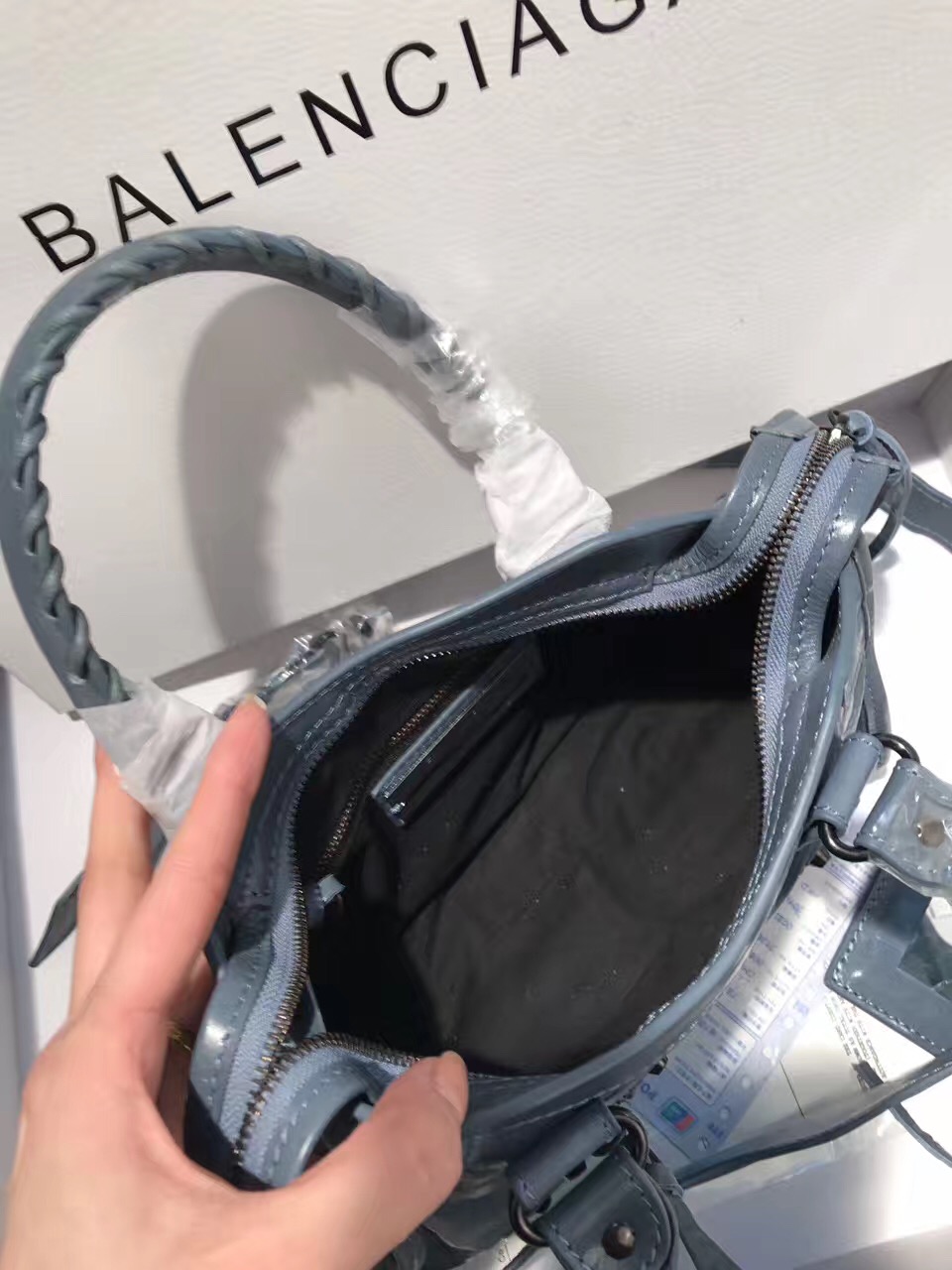 balenciaga city mini navy gray handbags