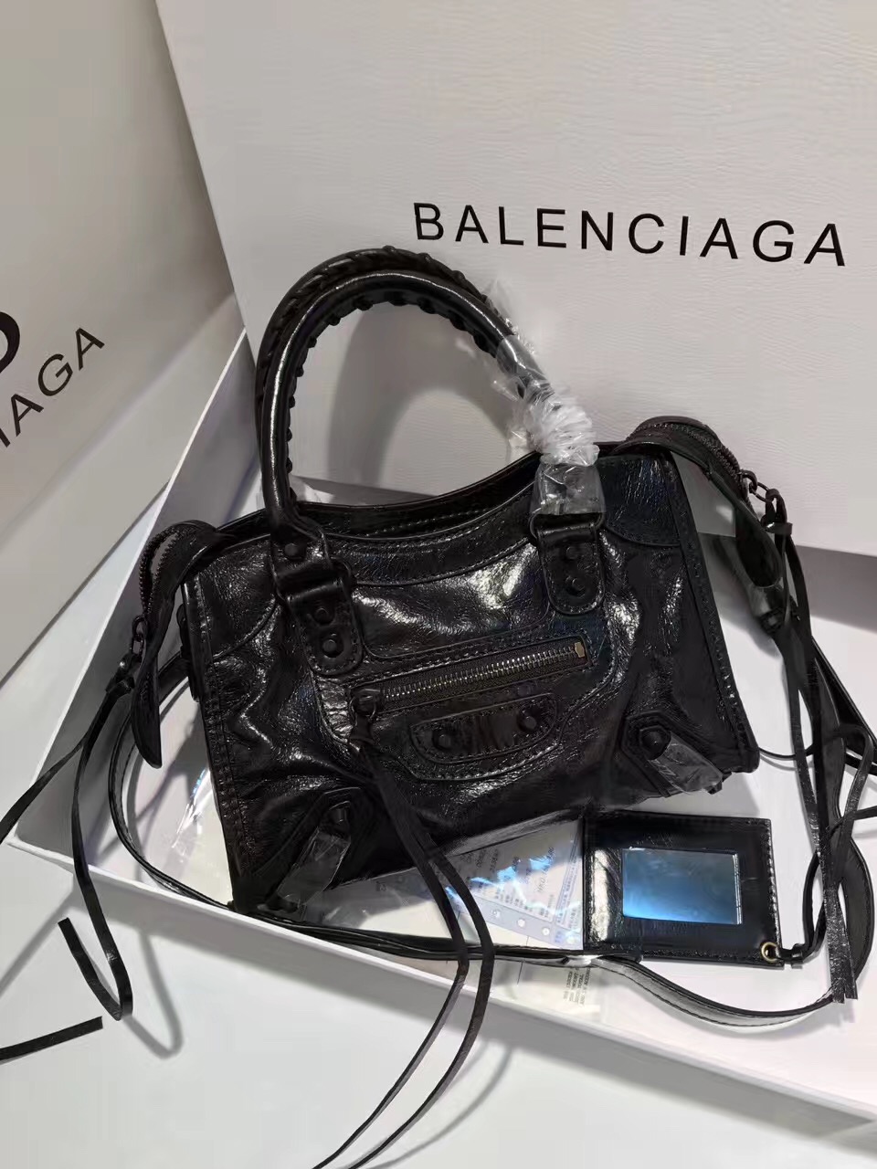 balenciaga city mini black handbags