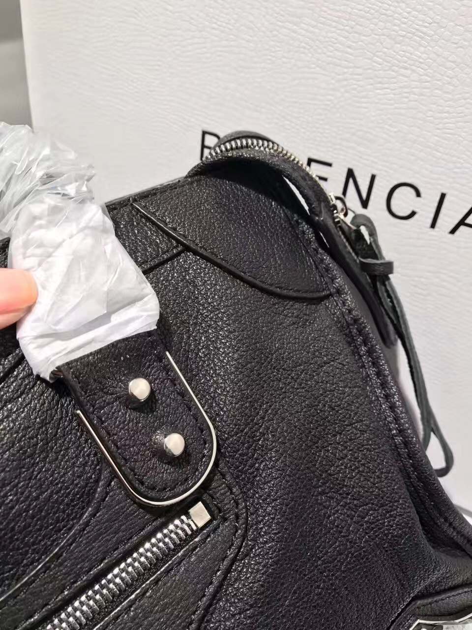 balenciaga city black large goatskin handbags