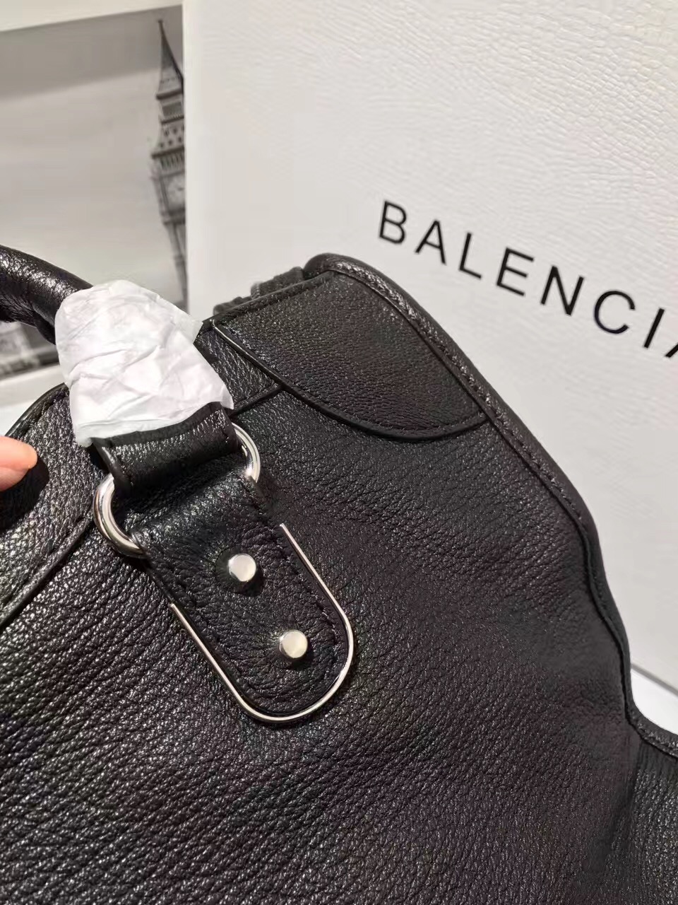 balenciaga city black large goatskin handbags