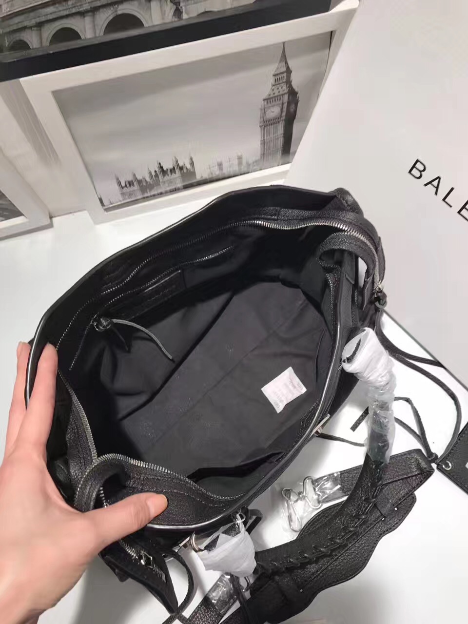 balenciaga city black large goatskin handbags