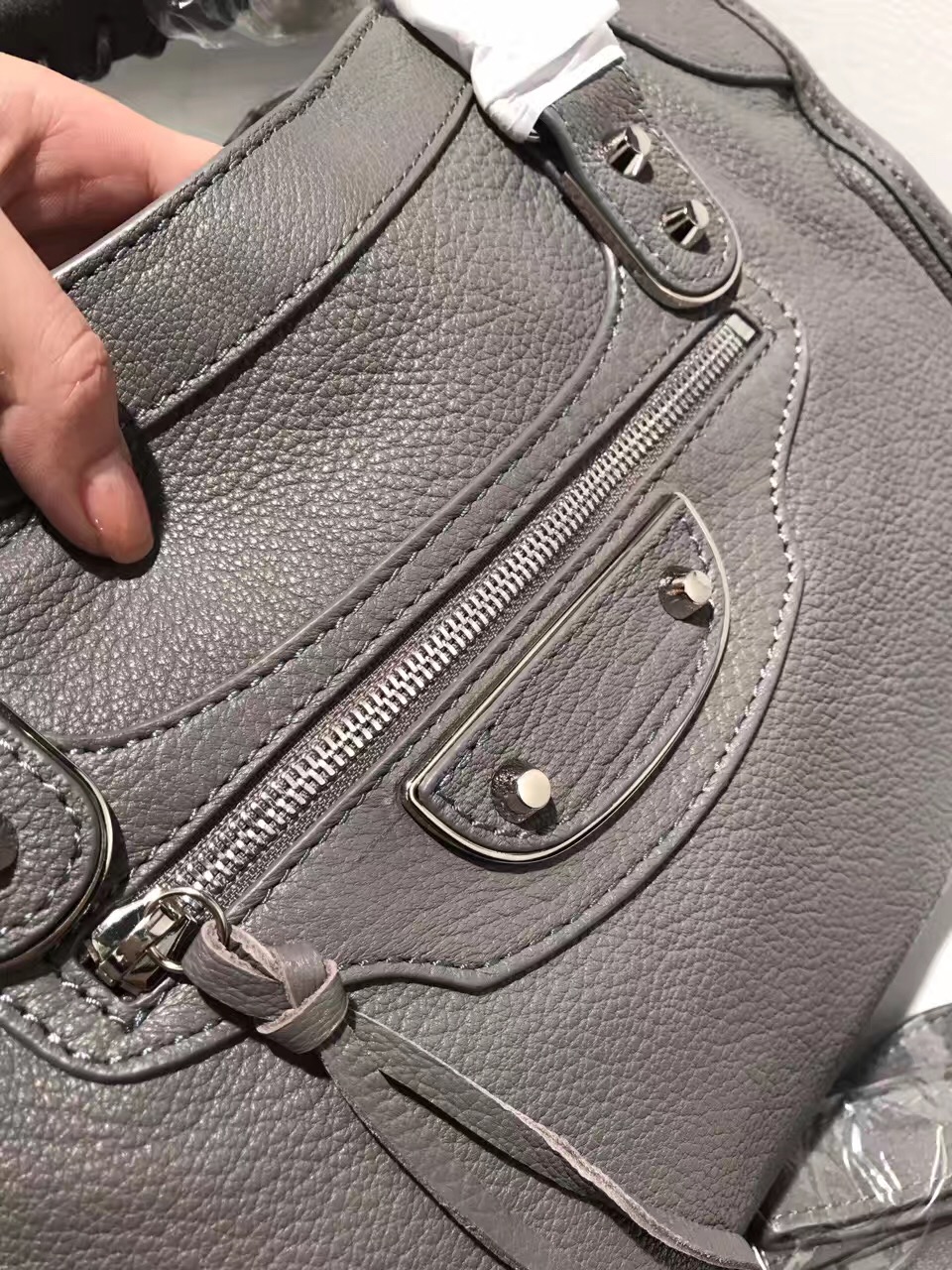 balenciaga city large goatskin gray handbags