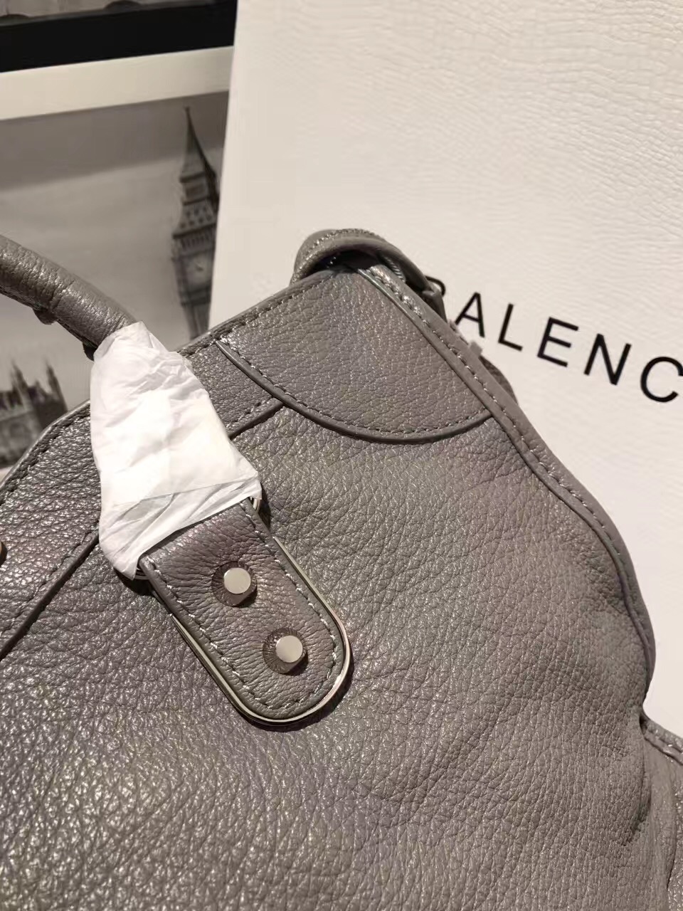 balenciaga city large goatskin gray handbags